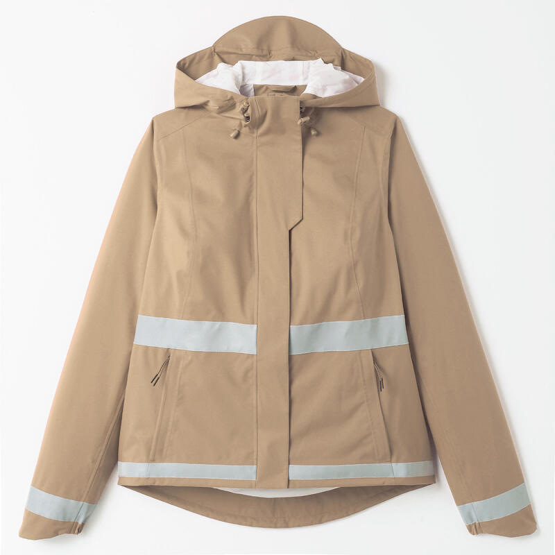 Veste pluie velo ville visibilite nuit 540 femme beige