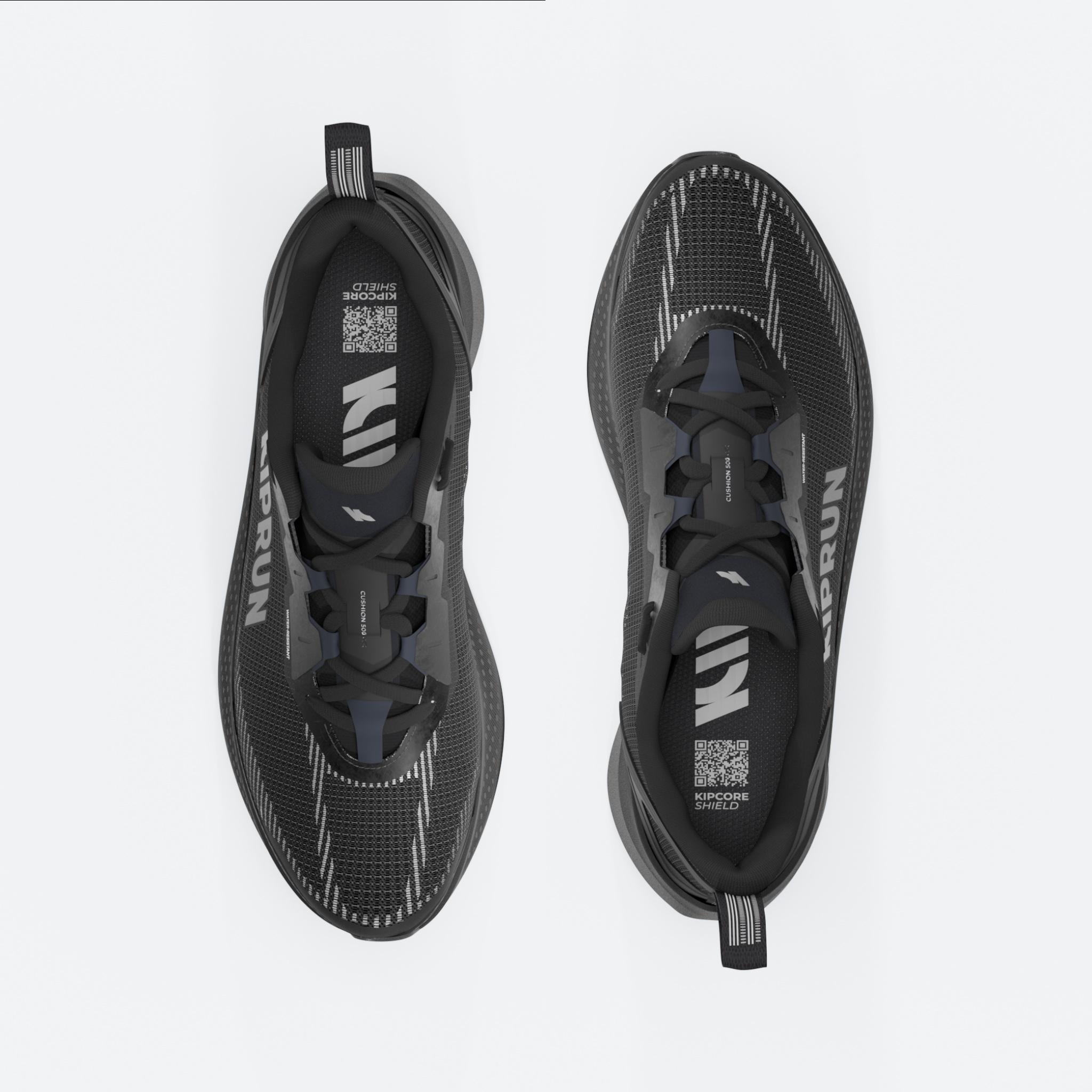 Chaussures running polyvalentes et déperlantes homme, KIPRUN 500 WR noire