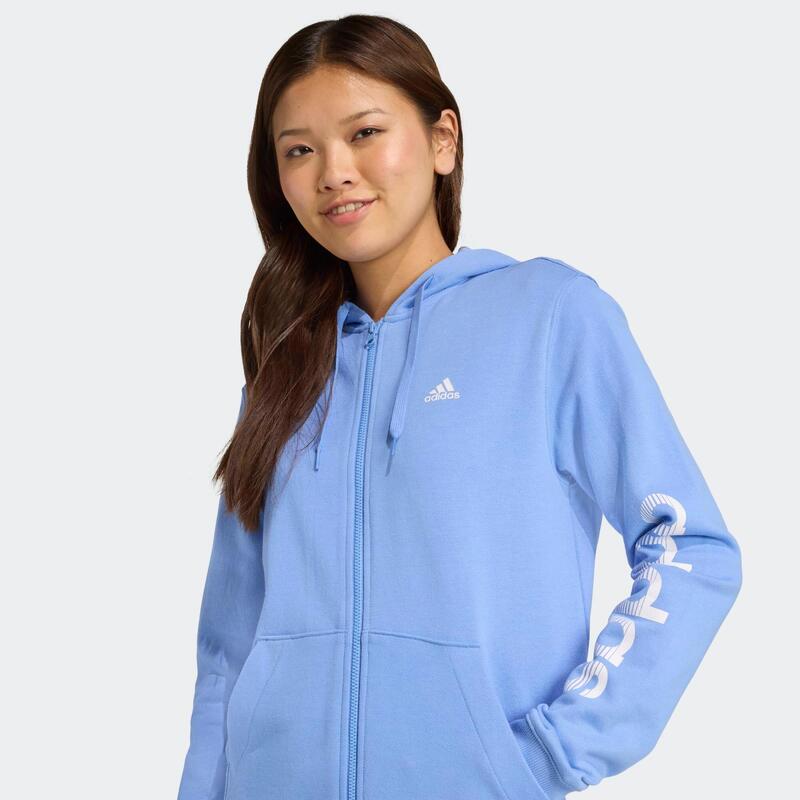 Hanorac cu glugă și fermoar ADIDAS Albastru Damă