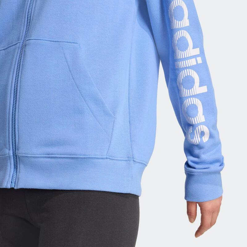 Hanorac cu glugă și fermoar ADIDAS Albastru Damă