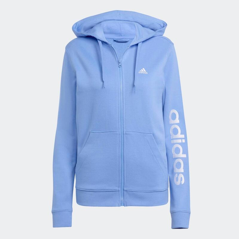 Hanorac cu glugă și fermoar ADIDAS Albastru Damă