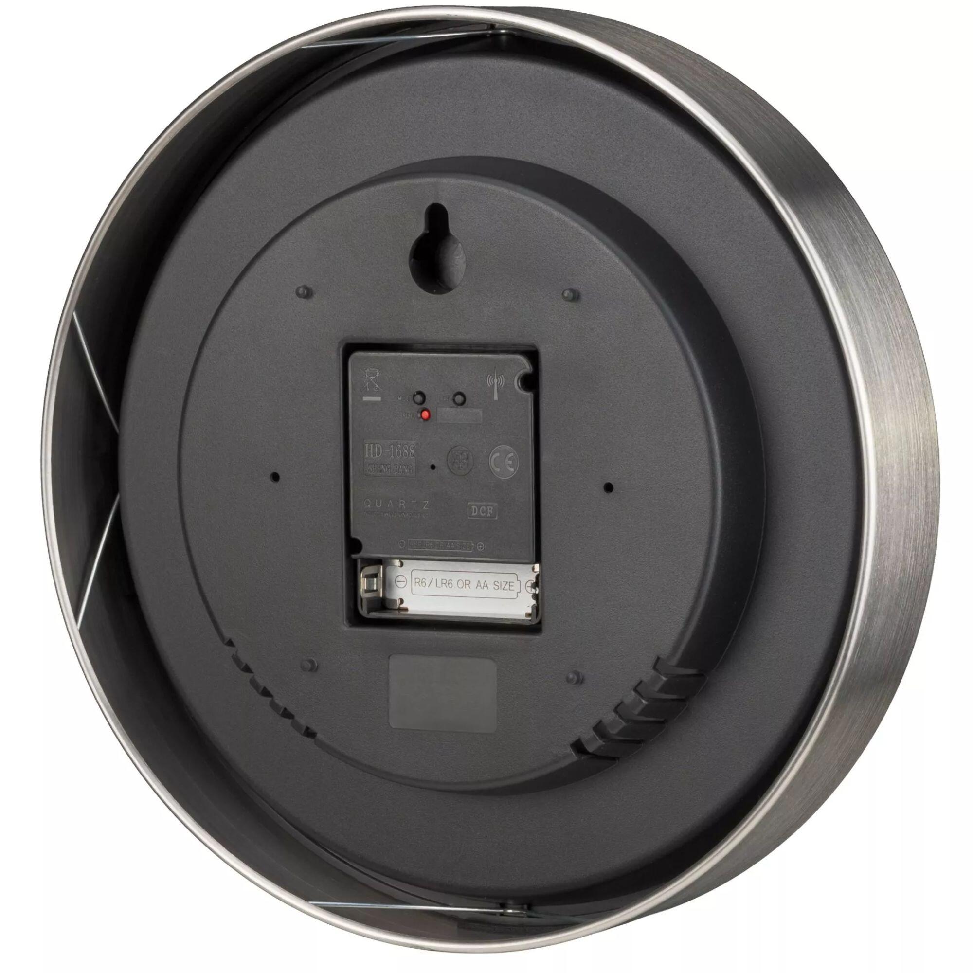 Reloj Silencioso de pared con Temperatura + Húmedad - 25cm Blanco Plateado - CD 6/6