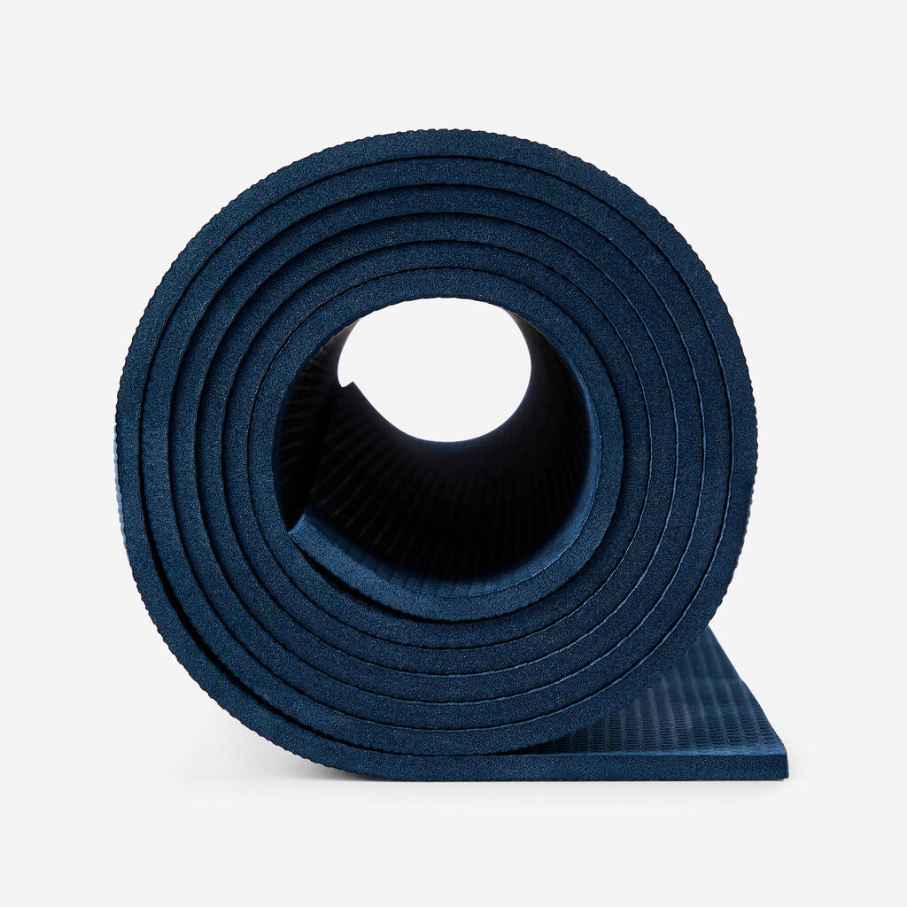 Tapis de yoga débutant adhérence et confort 5mm, bleu foncé
