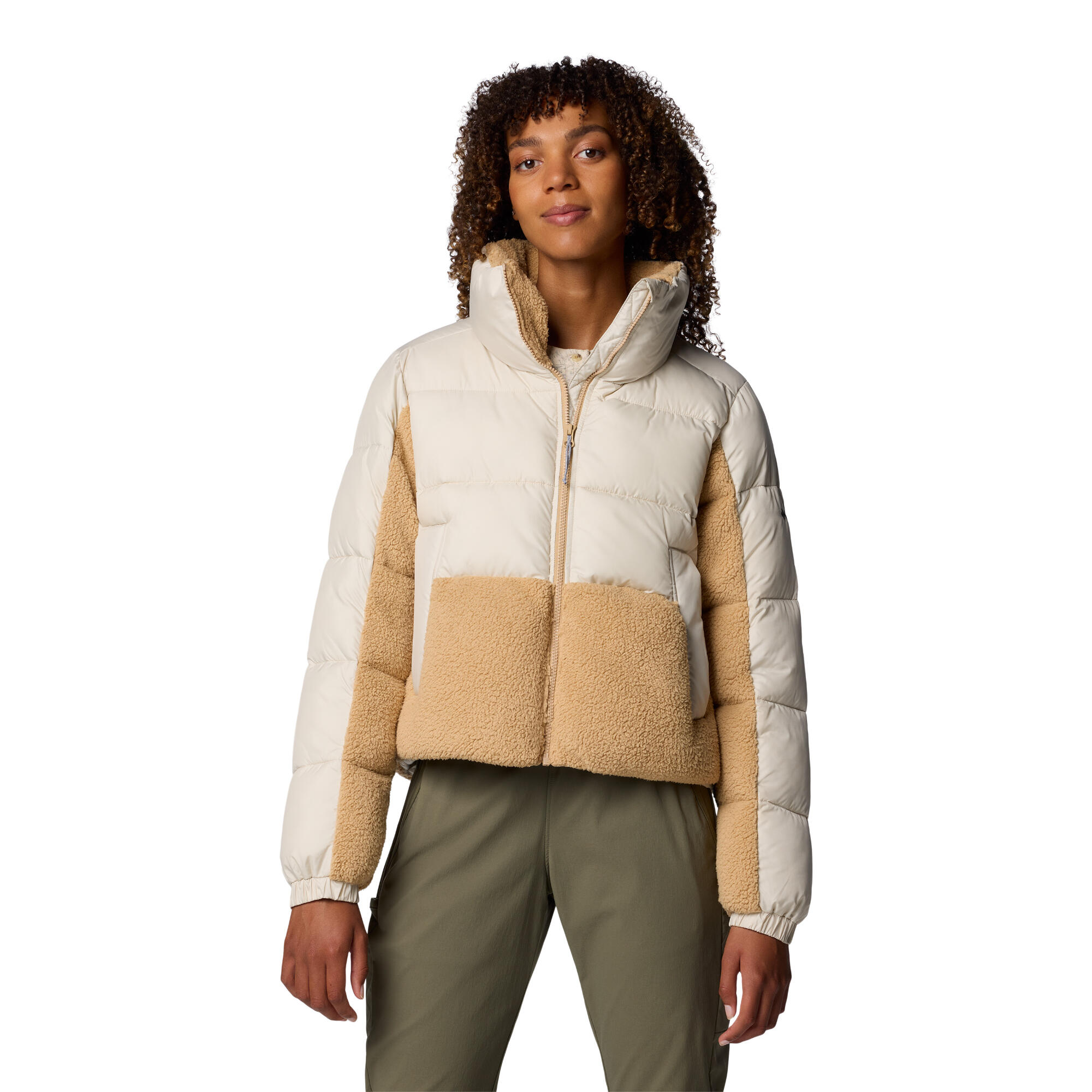 Columbia Womens Leadbetter Point II Sherpa Hybrid Puffer Jacket - Dark Stone