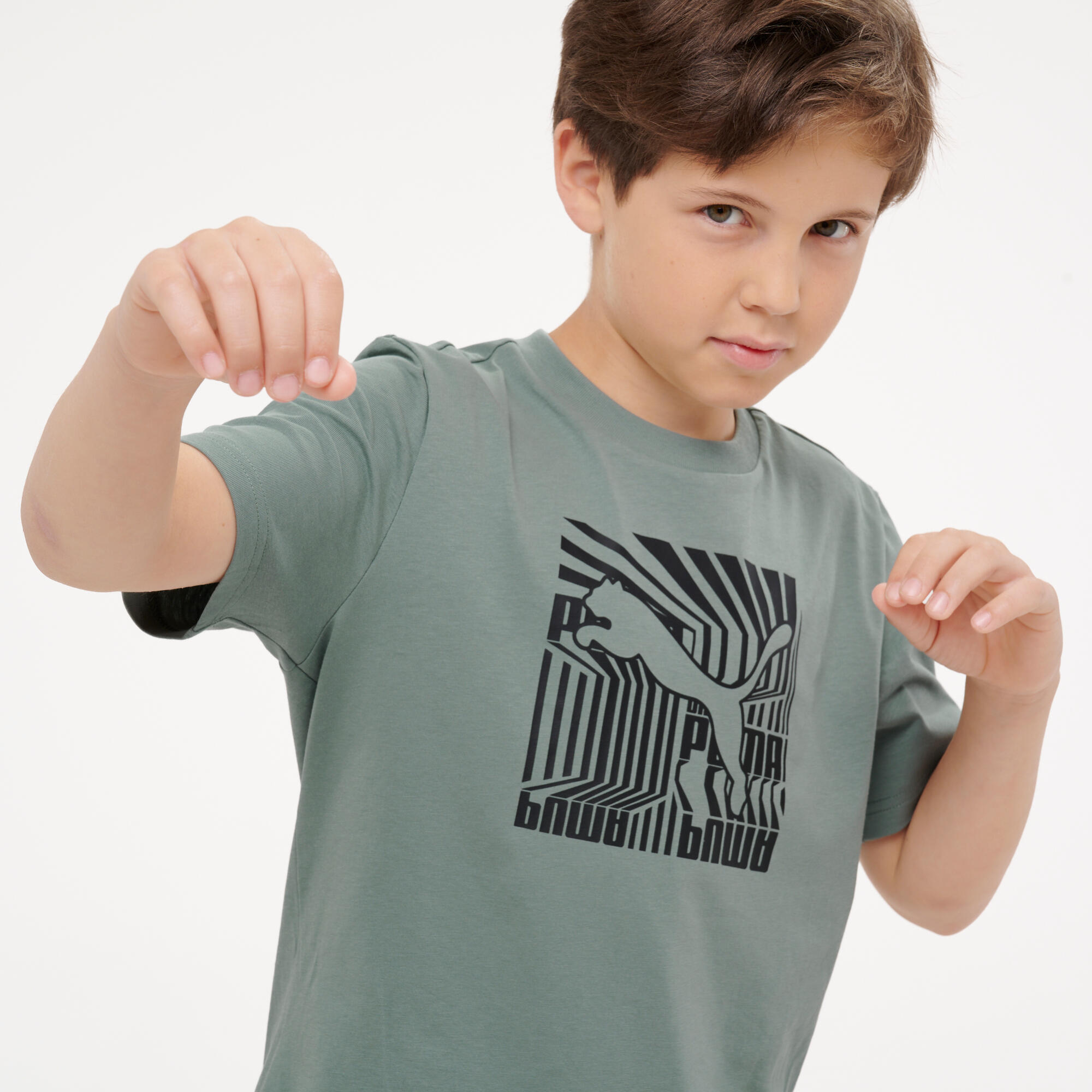 Kids' Cotton Print T-Shirt - Green 5/6