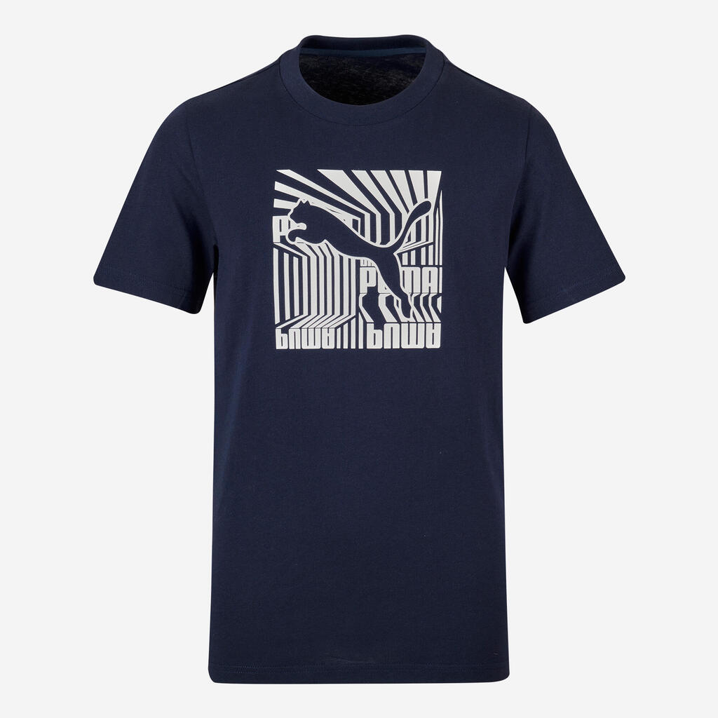Kids' Cotton Print T-Shirt - Navy Blue