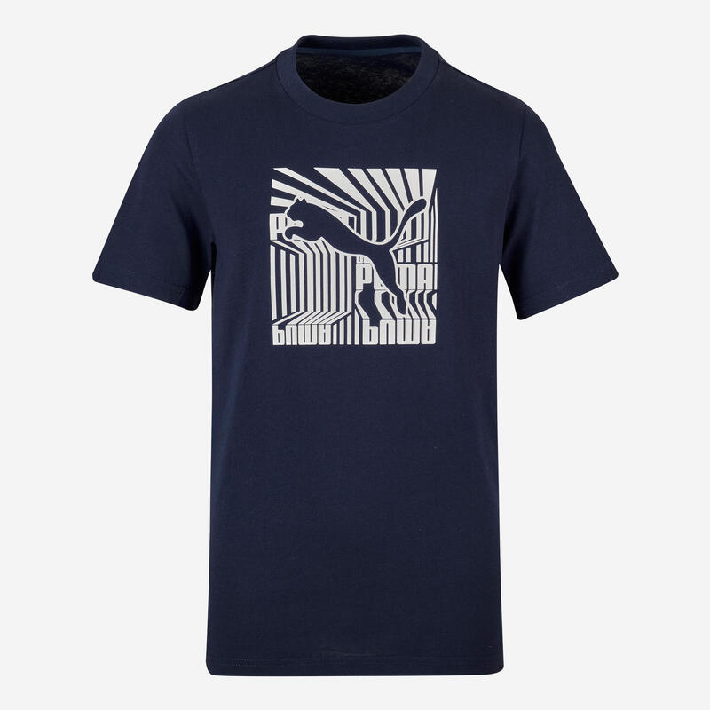 Tricou bumbac Educație fizică cu imprimeu Puma Bleumarin Copii