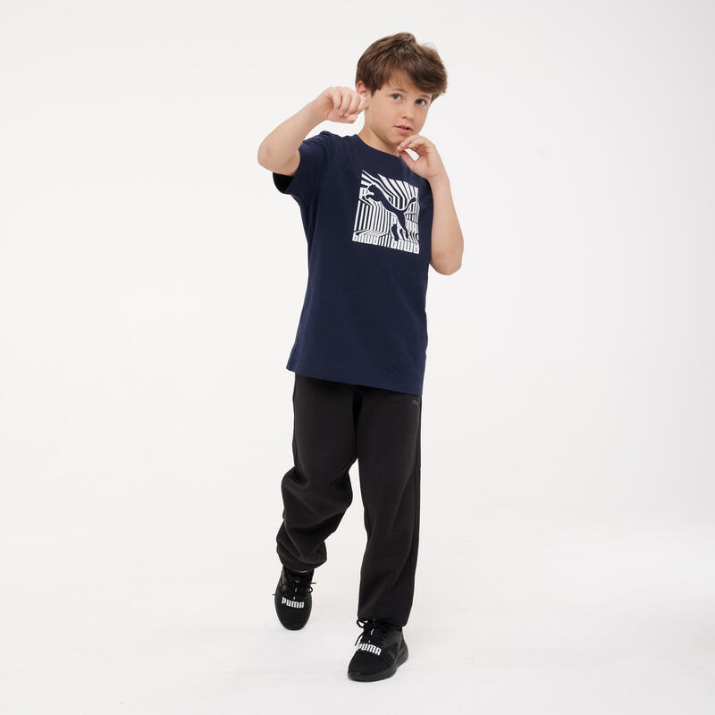 Tricou bumbac Educație fizică cu imprimeu Puma Bleumarin Copii