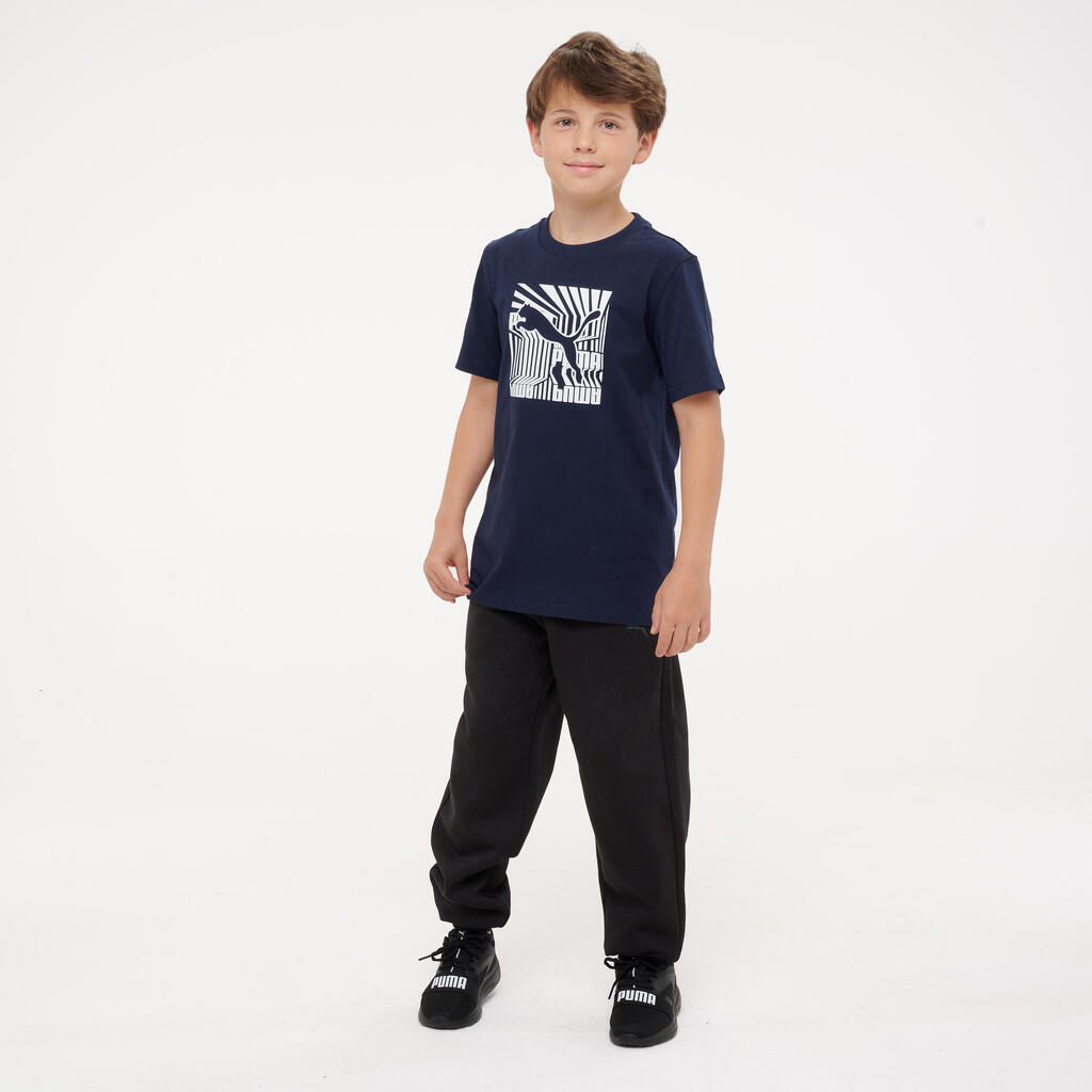 Kids' Cotton Print T-Shirt - Navy Blue