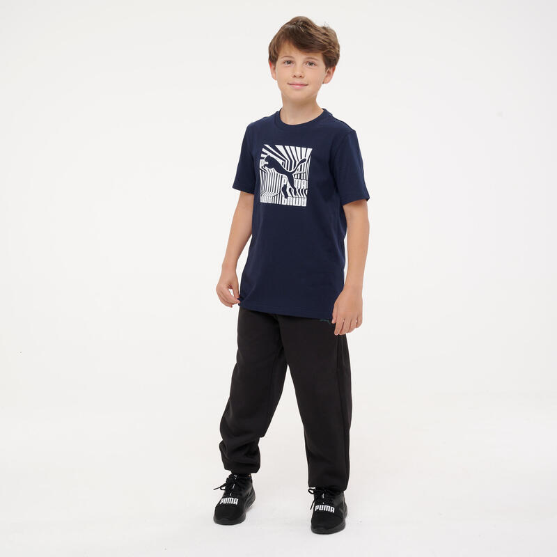 Tricou bumbac Educație fizică cu imprimeu Puma Bleumarin Copii