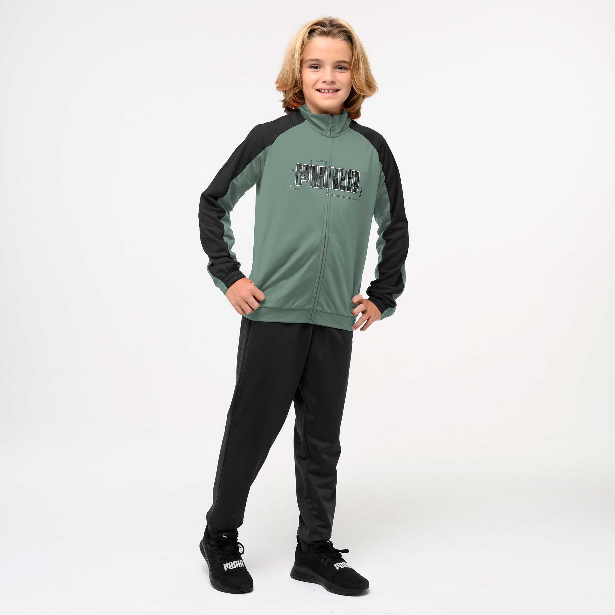 Ensemble de survêtement polyester enfant, vert et noir 3/6