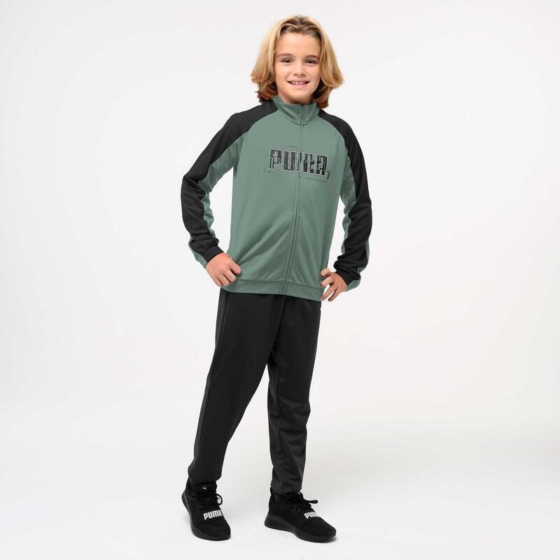 Trening din poliester Puma Educație fizică, Verde-Negru Băieți