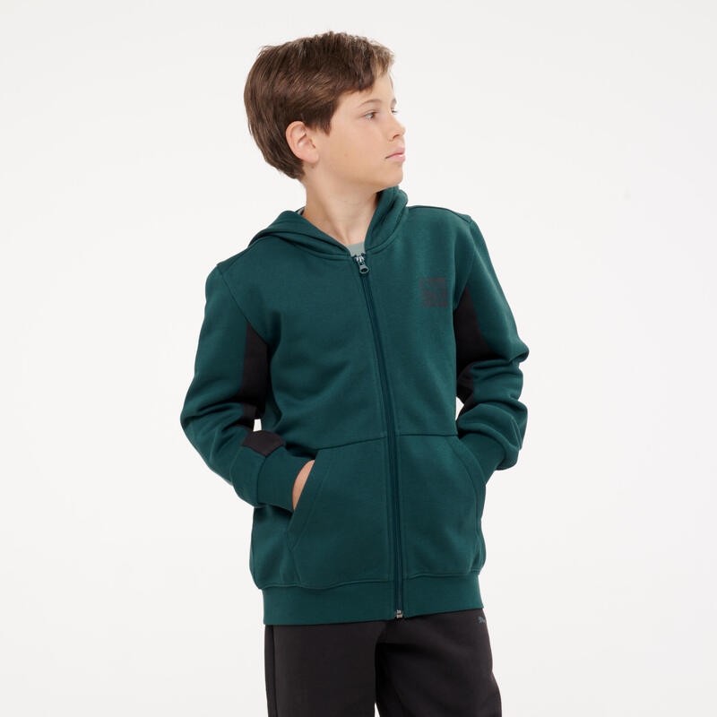 Ensemble de survêtement zippé enfant, vert et noir