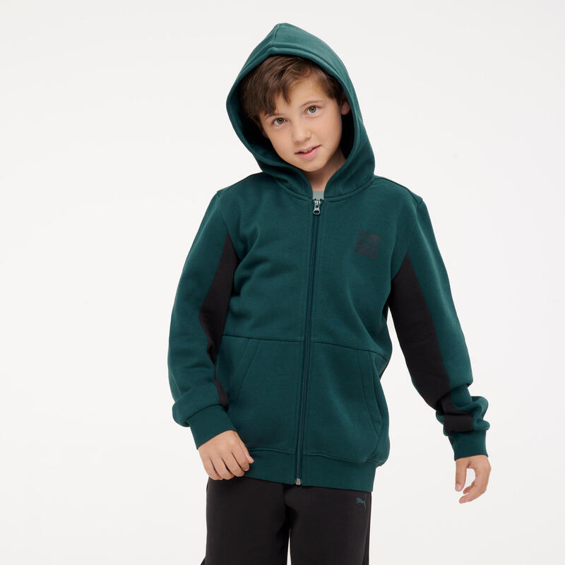 Ensemble de survêtement zippé enfant, vert et noir