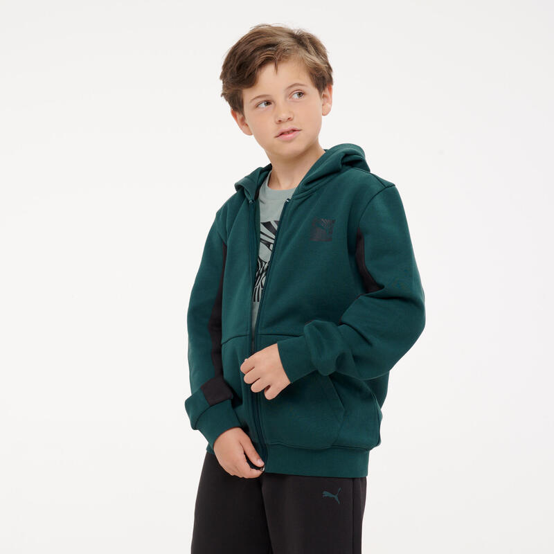 Ensemble de survêtement zippé enfant, vert et noir