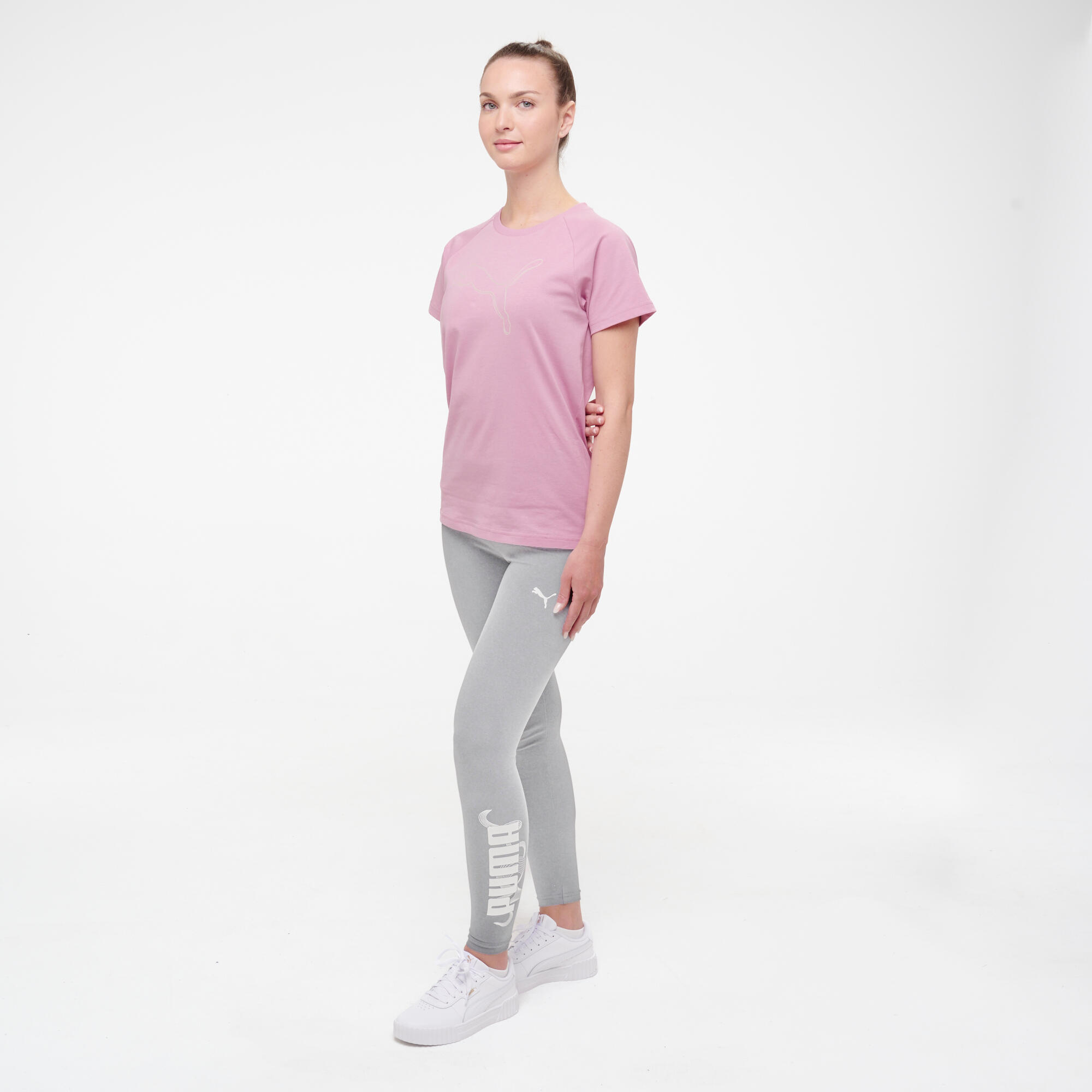 Legging de fitness 7/8 pour femme en coton, gris clair 3/6