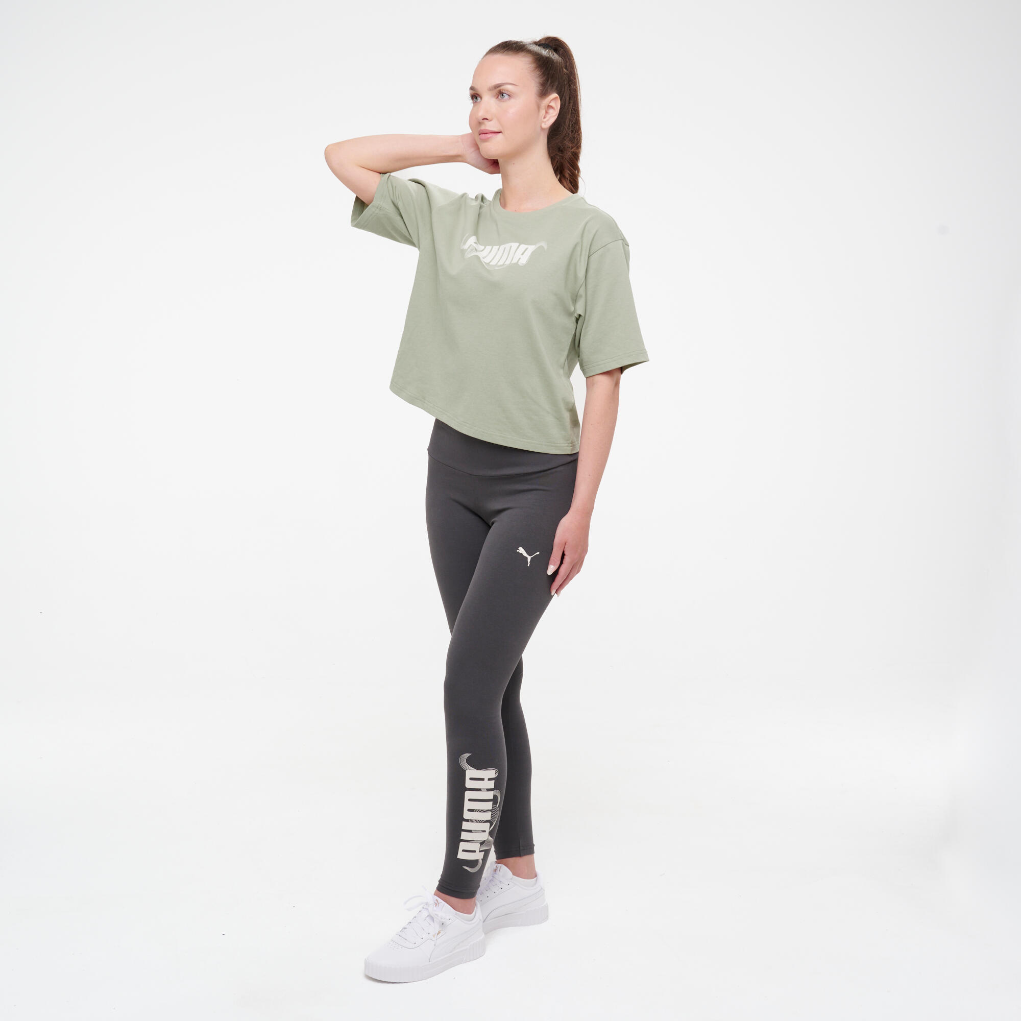 Legging de fitness 7/8 pour femme en coton, gris foncé 3/7