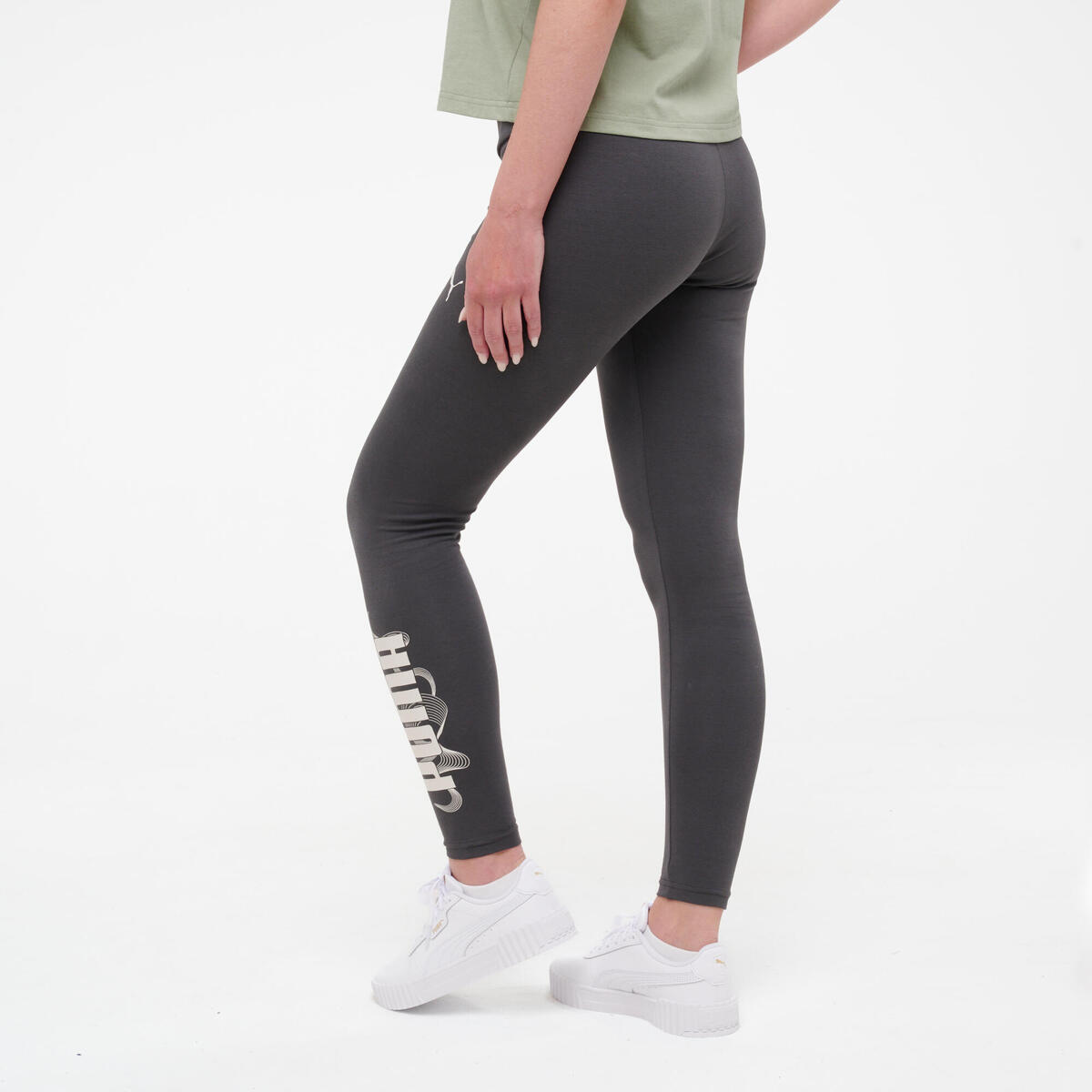 Legging de fitness 7/8 pour femme en coton, gris foncé