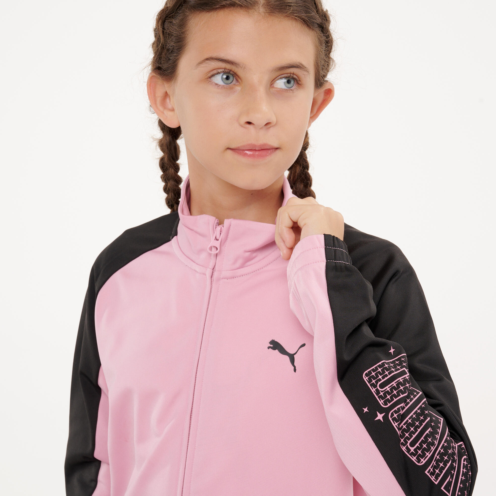 Fato de Treino em Poliéster Menina Rosa/Preto 9/12