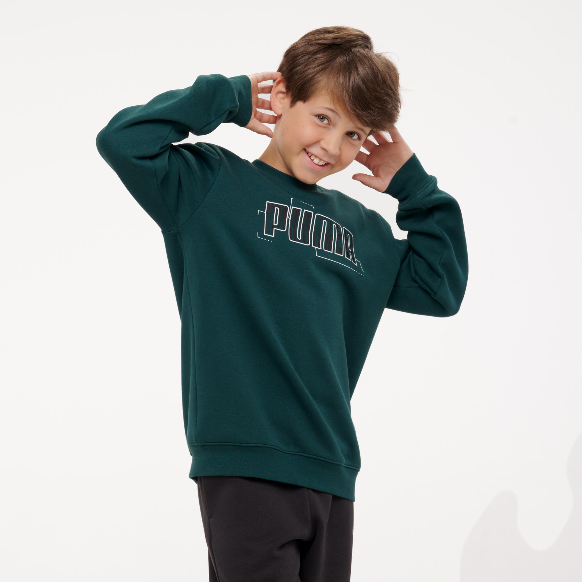 Puma Sweatshirt Kinder – grün | 04069159724492 Puma Sweatshirt Kinder – grün | 04069159724492