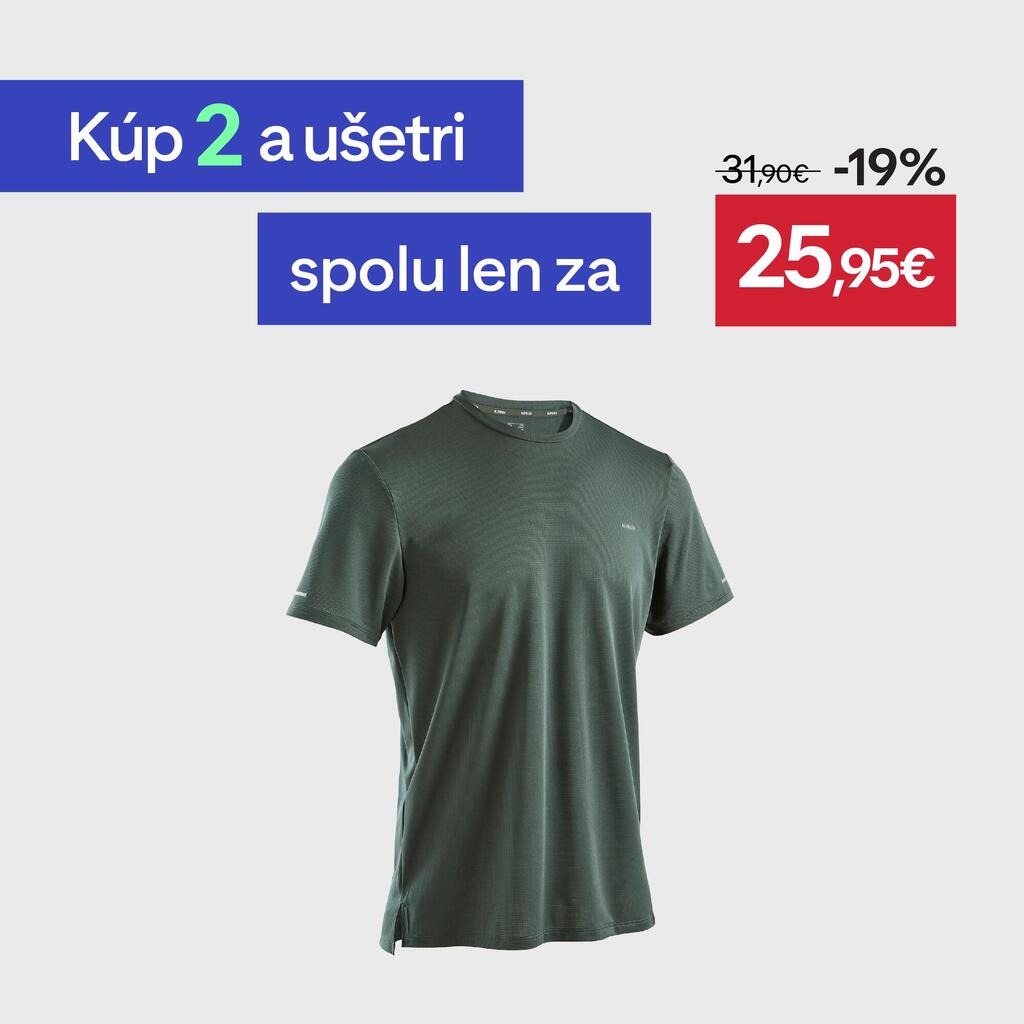 Pánske bežecké tričko Run 500 Dry priedušné tmavozelené