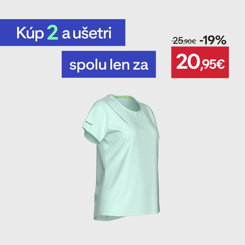 Dámske bežecké tričko Run 500 Dry priedušné modro-zelené