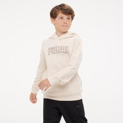 Sweatshirt de Educação Física com Capuz Criança Estampado Bege