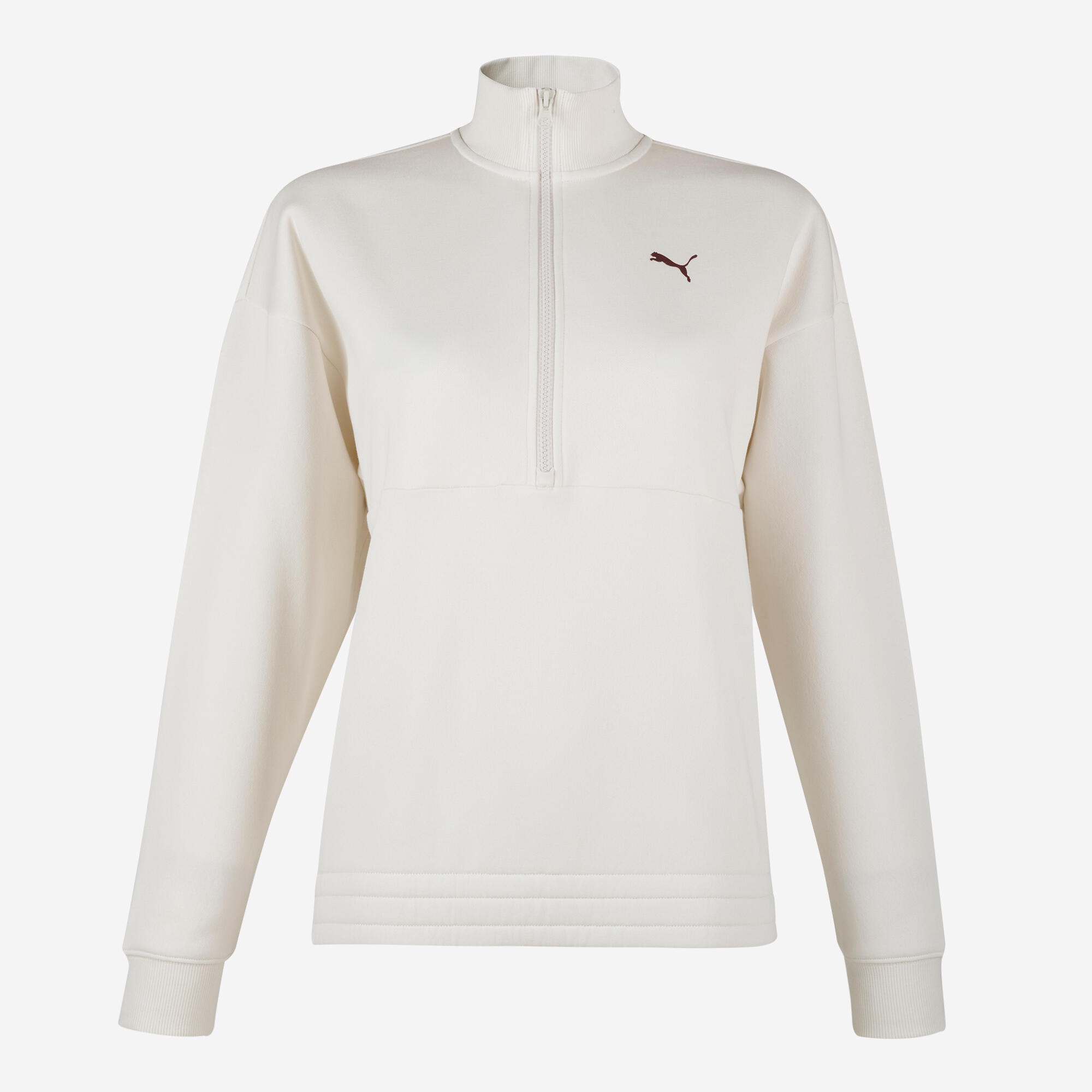 Sweat à col zippé en coton femme, blanc 6/6