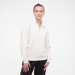 Sweat à col zippé en coton femme, rose