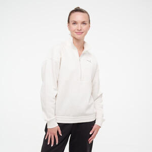 Sudadera Mujer Blanco Cuello Cremallera Algodón