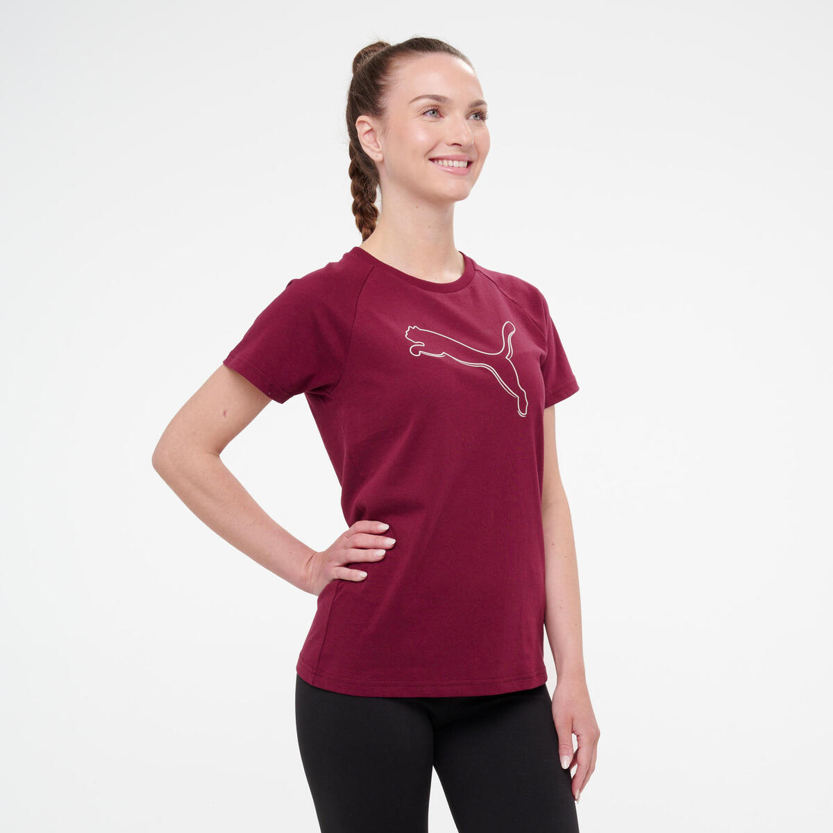 T-shirt femme en coton, bordeaux