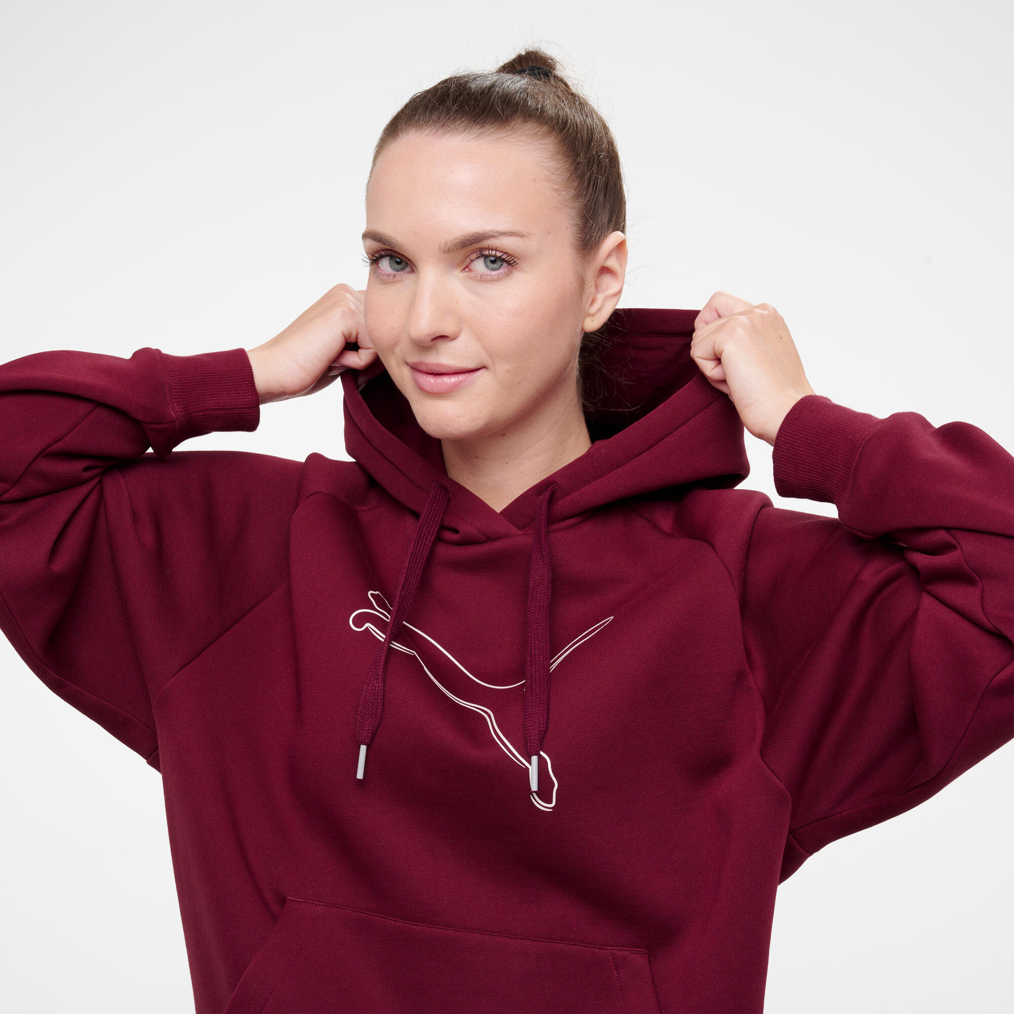 Sweat à capuche femme en coton, bordeaux 4/9
