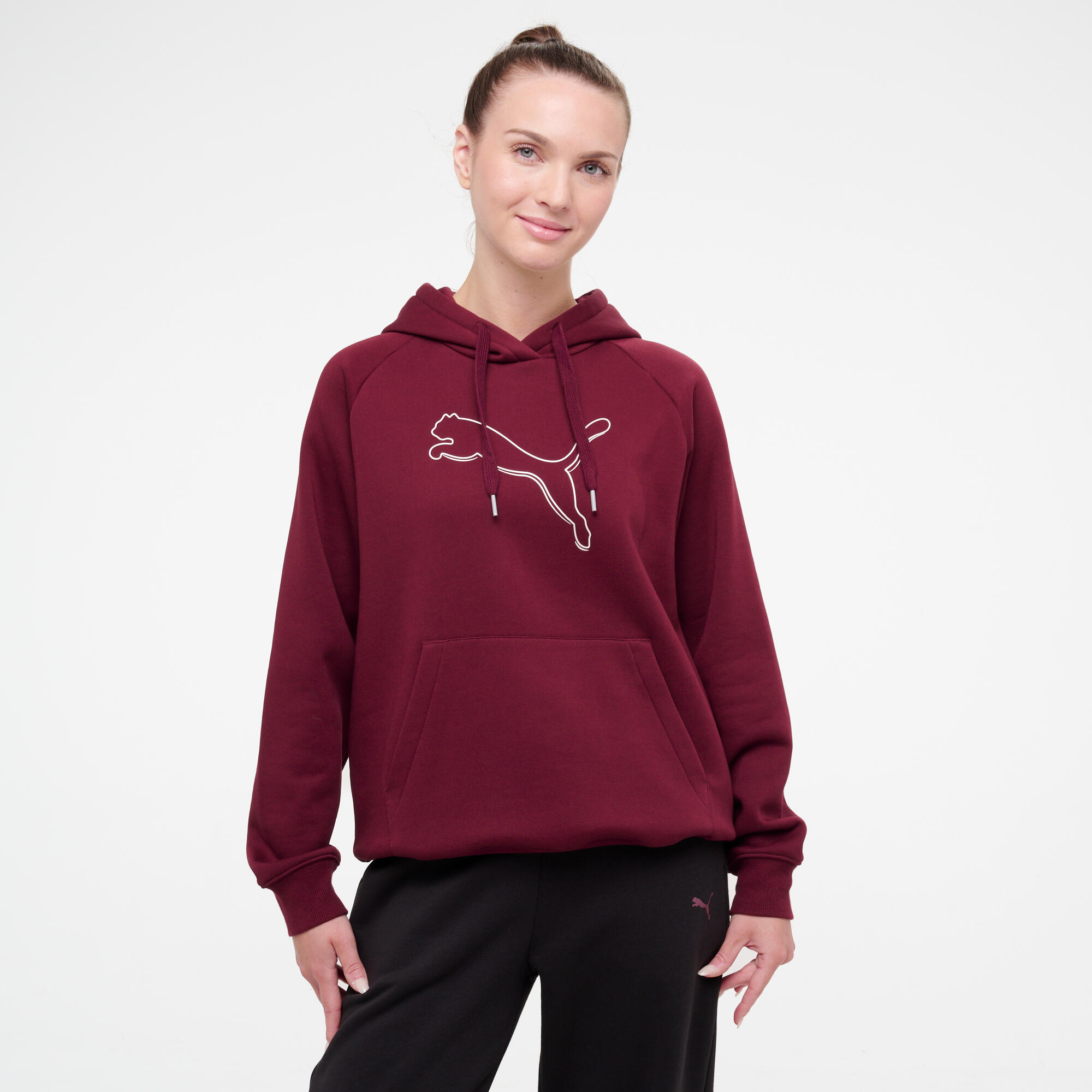PUMA Hoodie dames katoen bordeaux