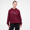 Sweatshirt com Capuz de Fitness em Algodão Mulher Bordô