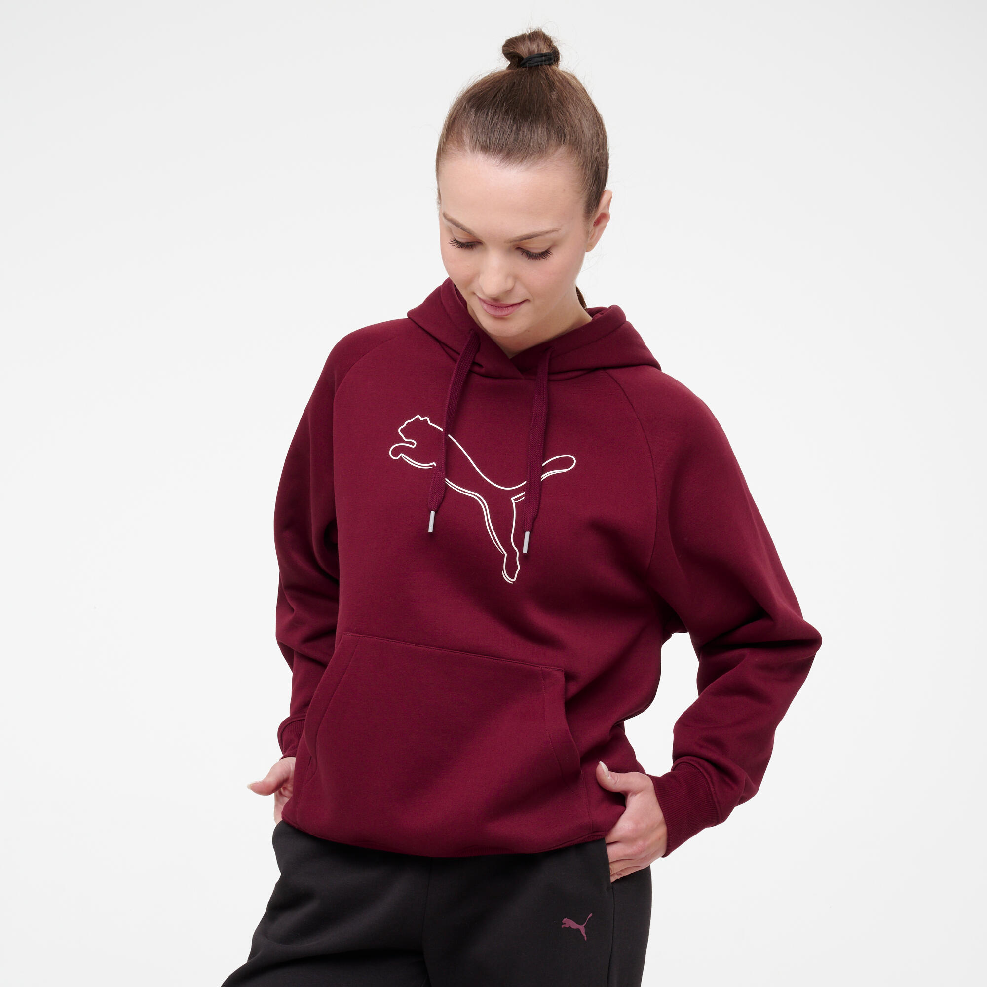 Sweat à capuche femme en coton, bordeaux 5/9