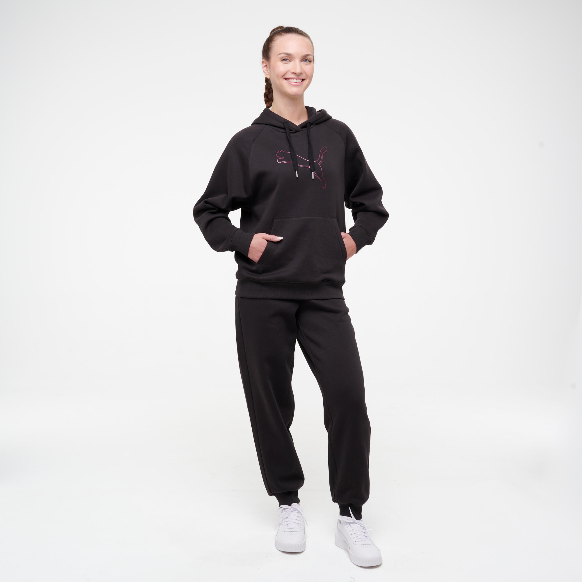 Sweat à capuche femme en coton, noir 3/10