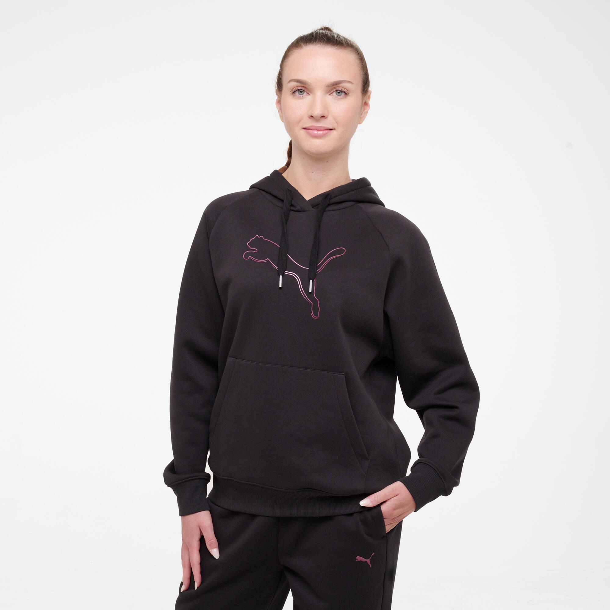 Sweat à capuche femme en coton, noir 7/10