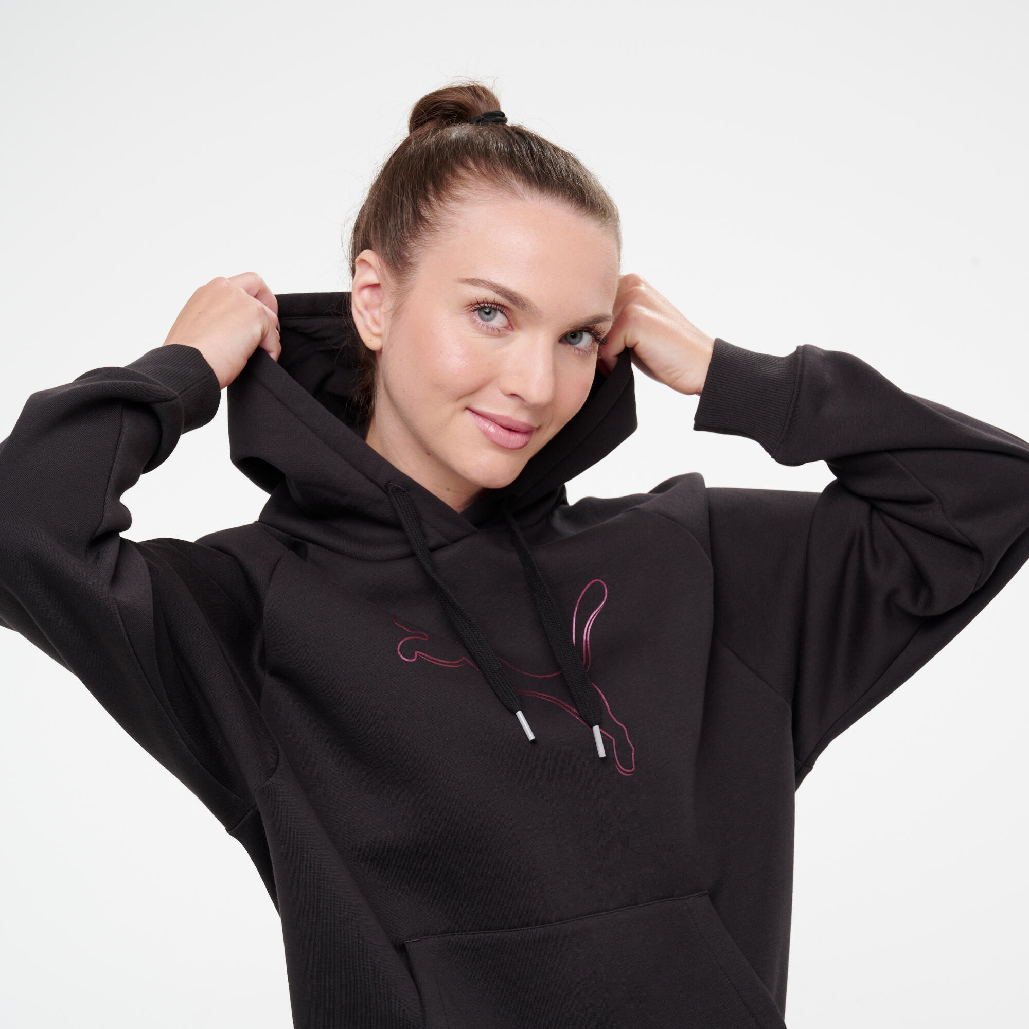Sweat à capuche femme en coton, noir 4/10