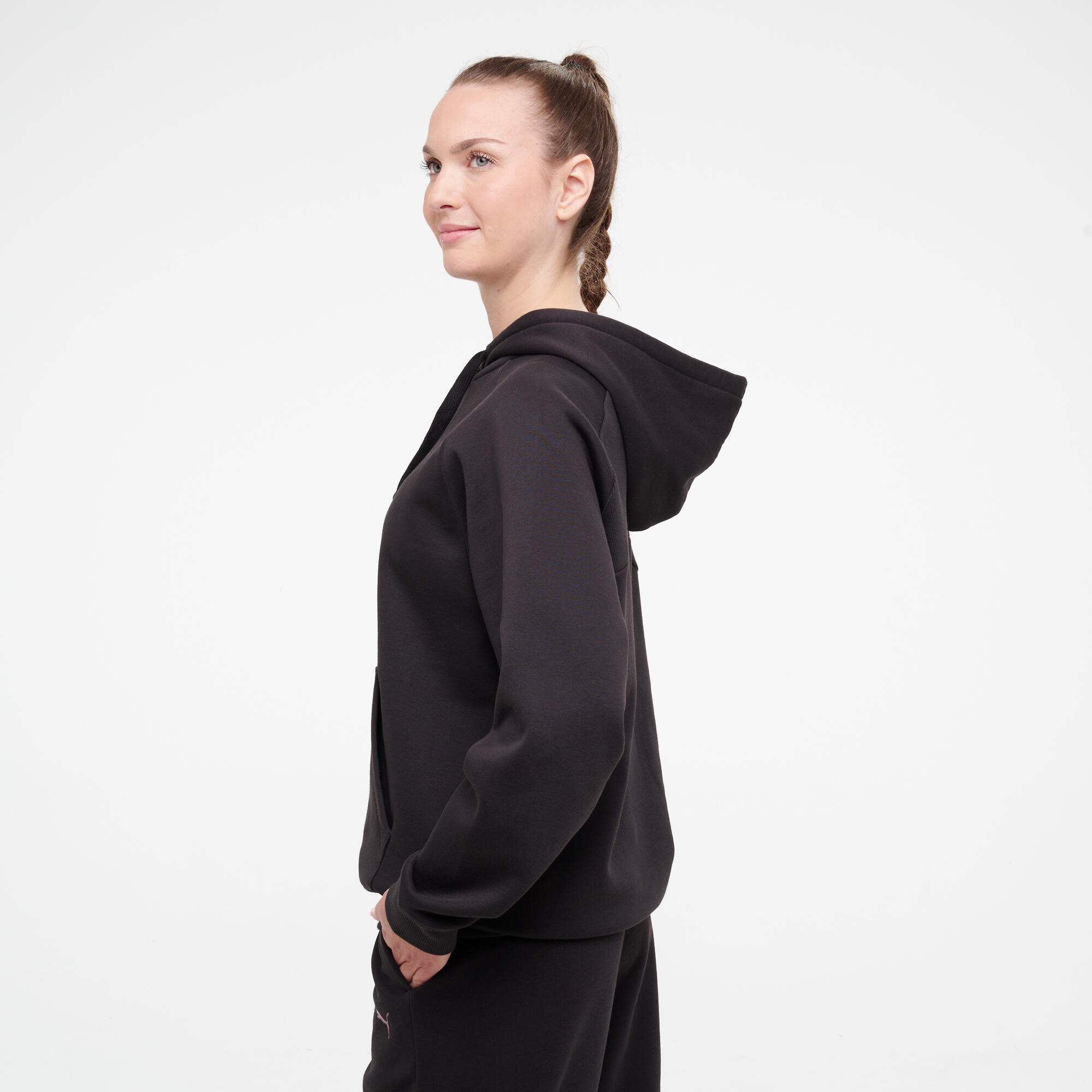Sweat à capuche femme en coton, noir 6/10
