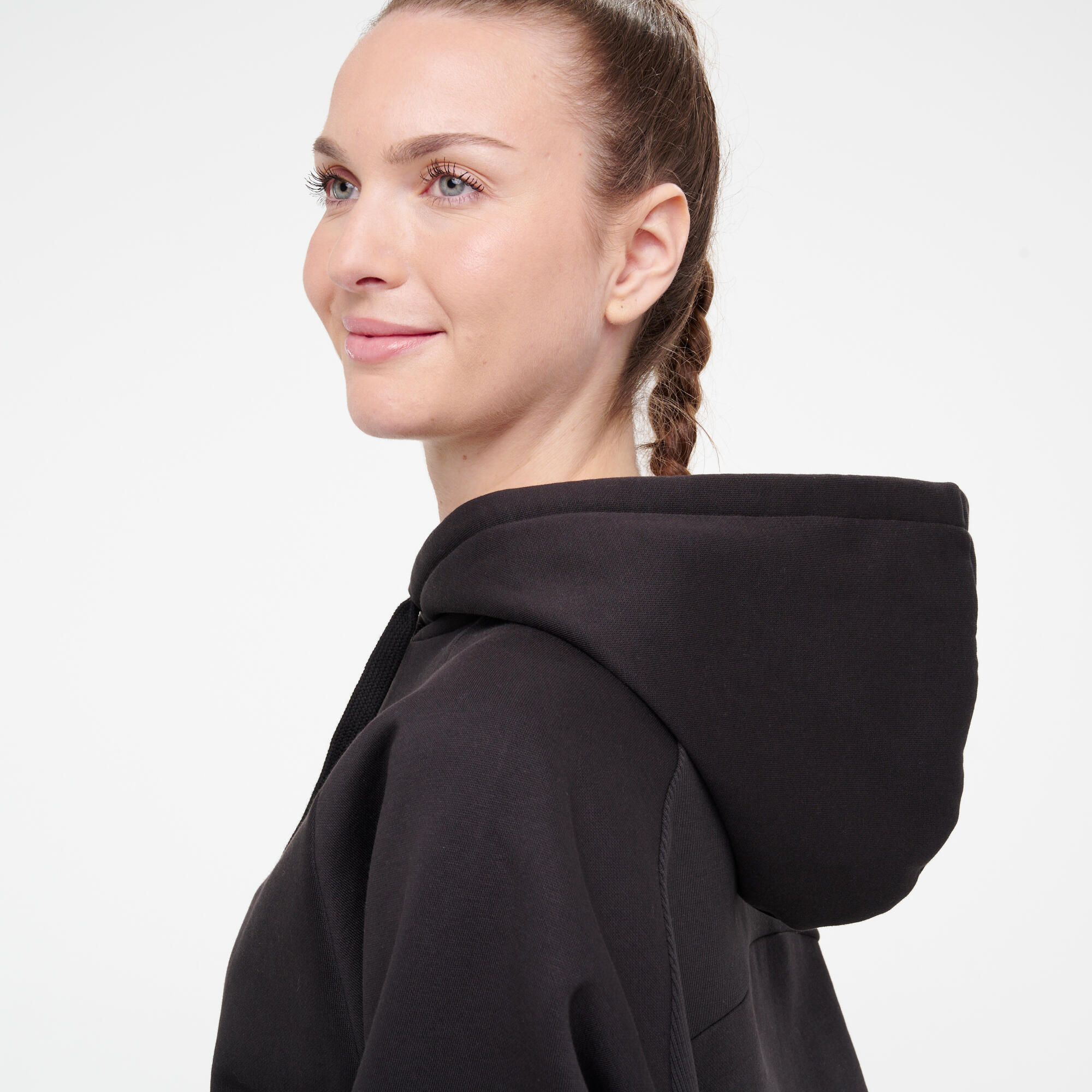 Sweat à capuche femme en coton, noir 5/10