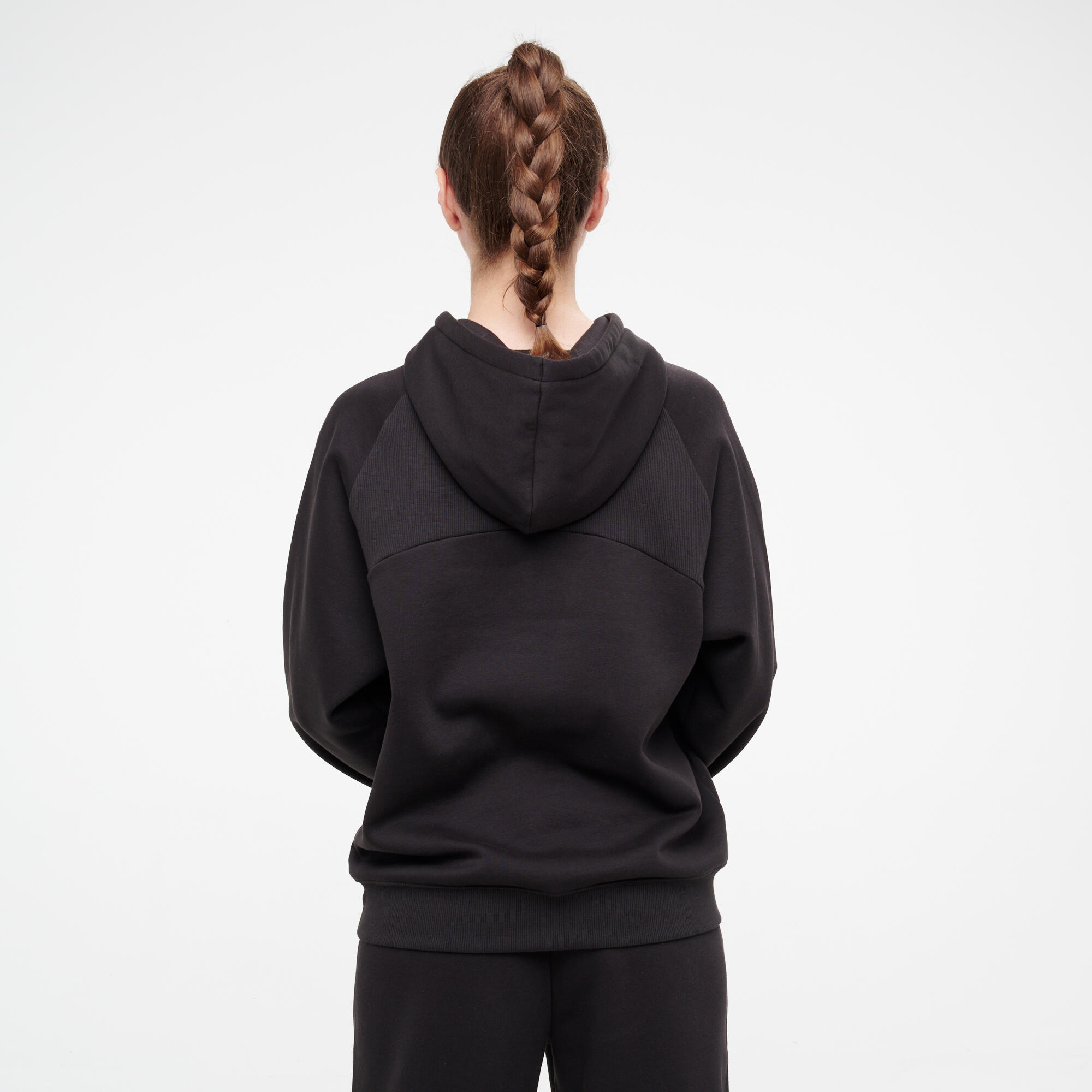 Sweat à capuche femme en coton, noir 2/10