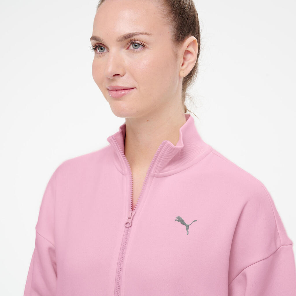 Puma dámska bavlnená mikina so zipsom na golieri biela