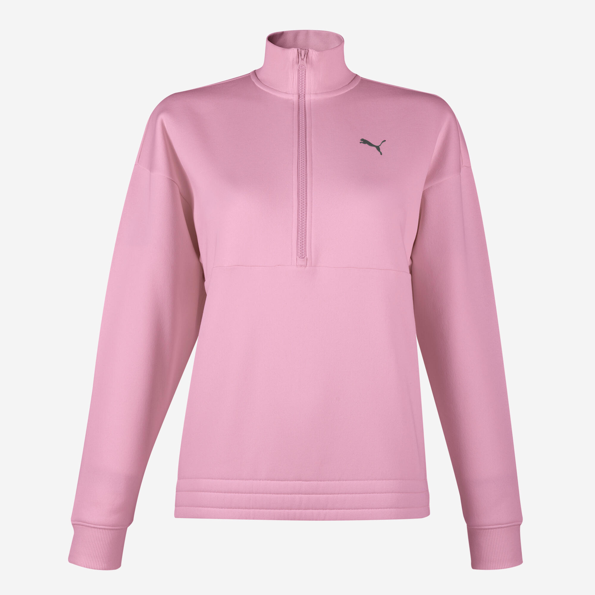 Women's Zip-Up Neck Cotton Sweatshirt Pink PUMA Decathlon