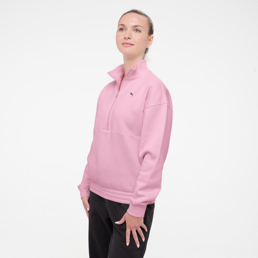 Puma dámska bavlnená mikina so zipsom na golieri biela