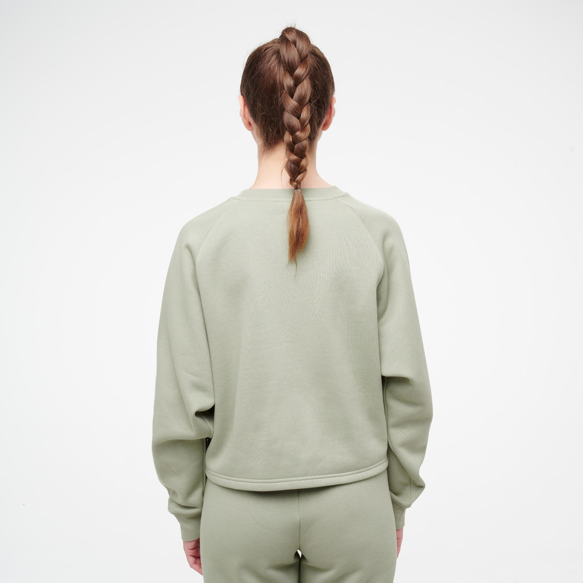 Sweat crop en coton femme, vert 2/7