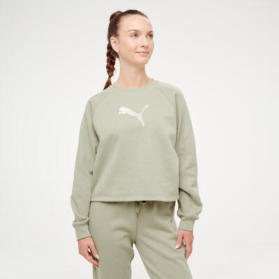 Cropped sweater voor dames katoen groen