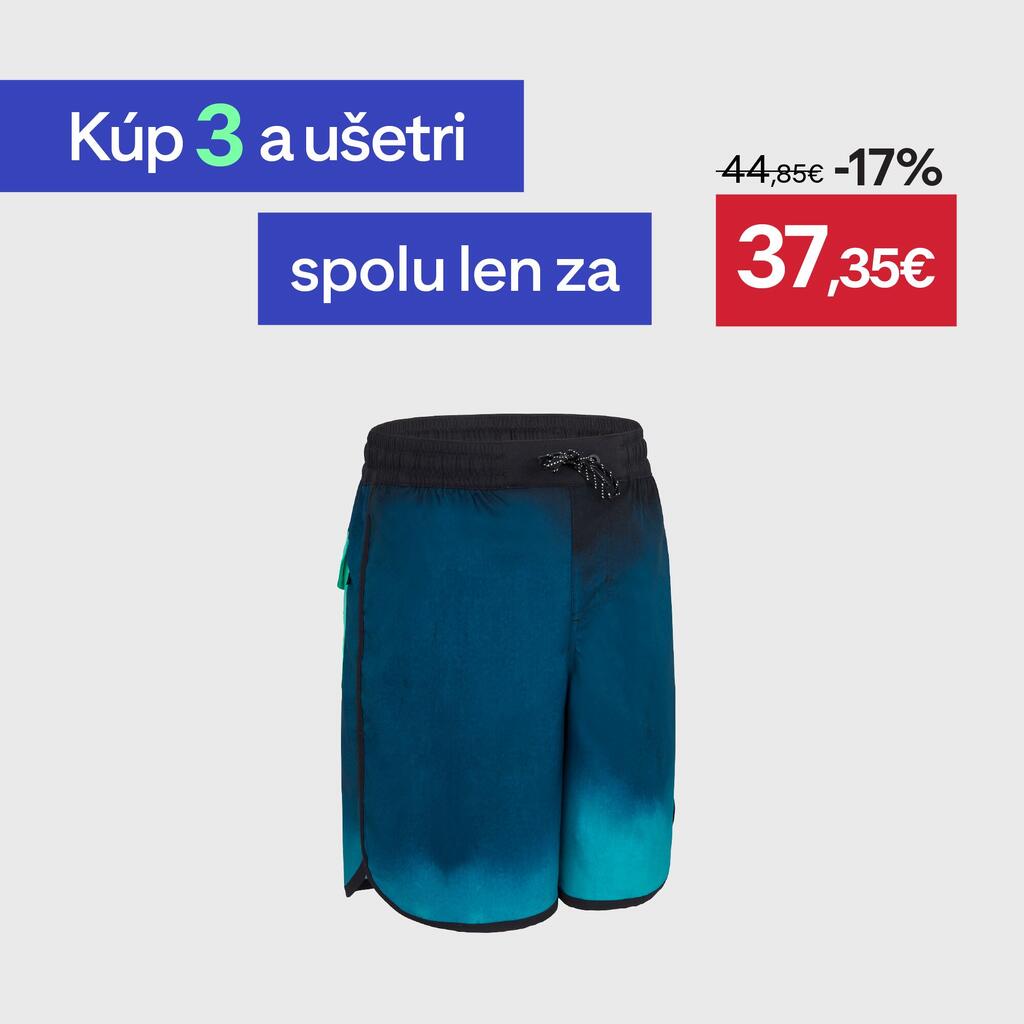 Chlapčenské plážové šortky 500 modro-čierne