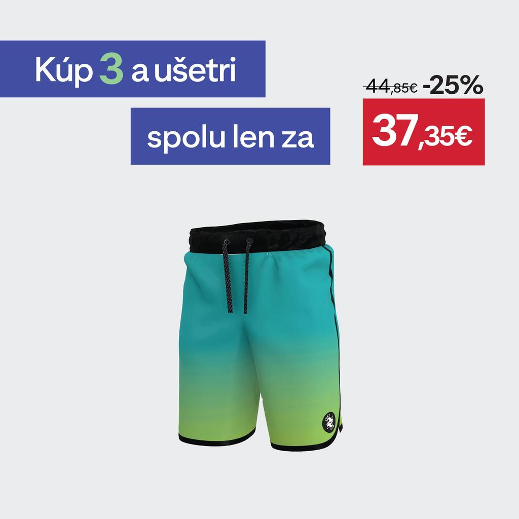 Chlapčenské boardové šortky 500 Offshore, zeleno-modré