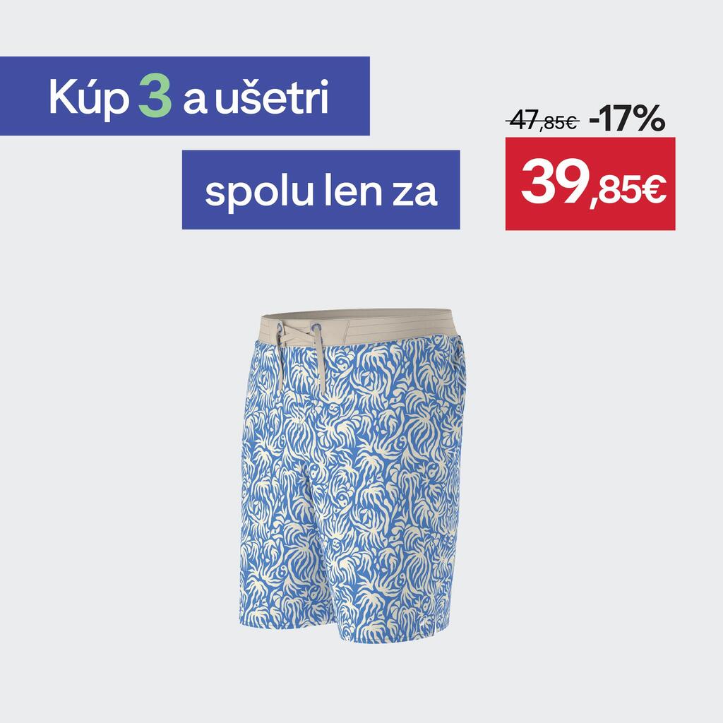 Pánske boardové šortky 100 dlhé 18" Flora modré