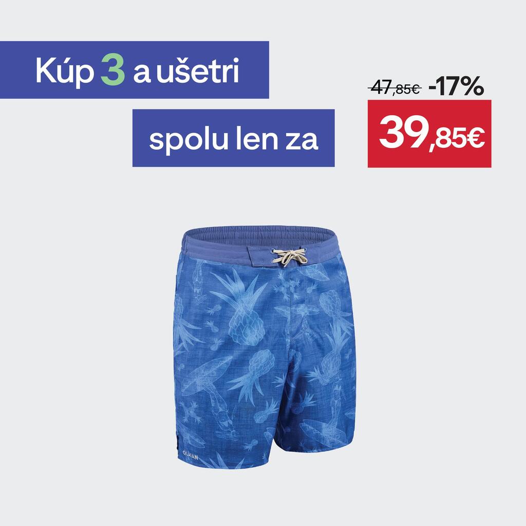 Pánske boardové šortky 100 Surfergirl dlhé modré